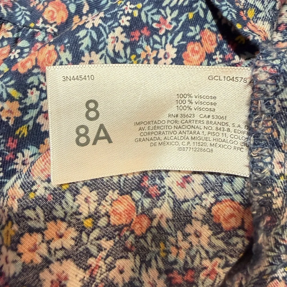 OshKosh B'gosh Navy Floral Casual Girls Dress with Pink and White Flowers
